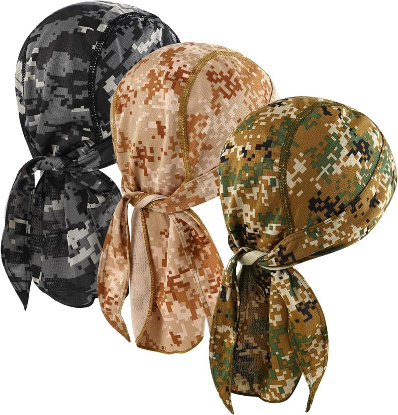 DOCILA 3 Pcs Do Rags for Men Skull Cap Bandana Hat Breathable Helmet Linner Beanie - Image 1